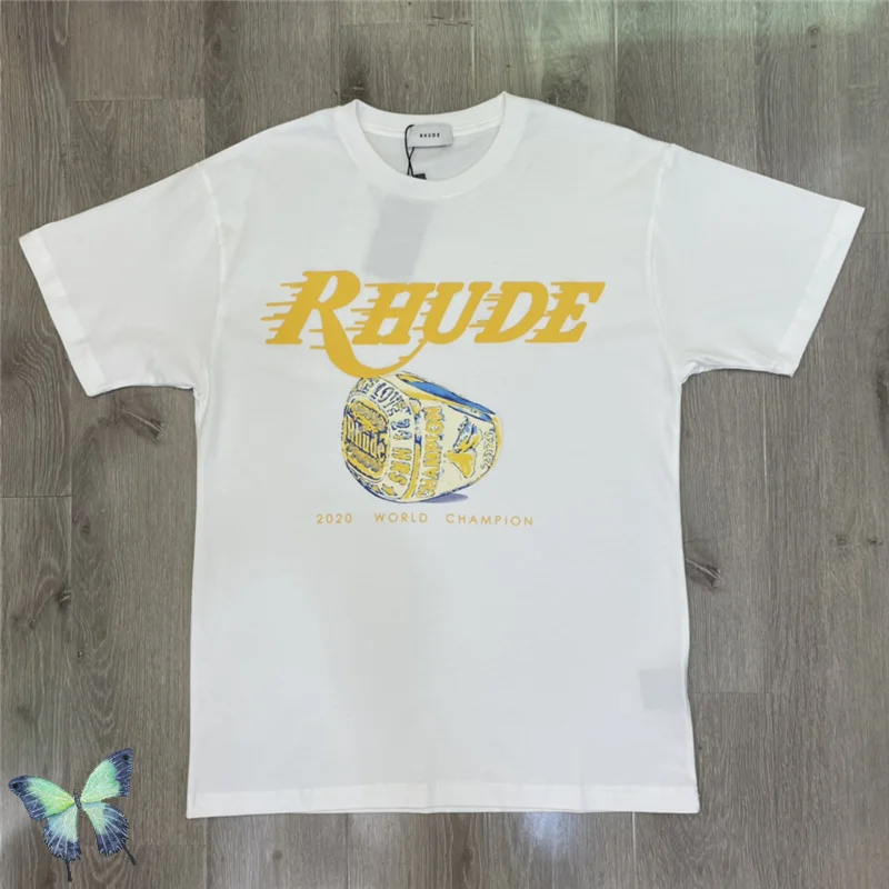 

Rhude T-shirt Men Women 1:1 High Quality Rh RHUDE T Shirt Los Angeles Limited Inside Tag Label