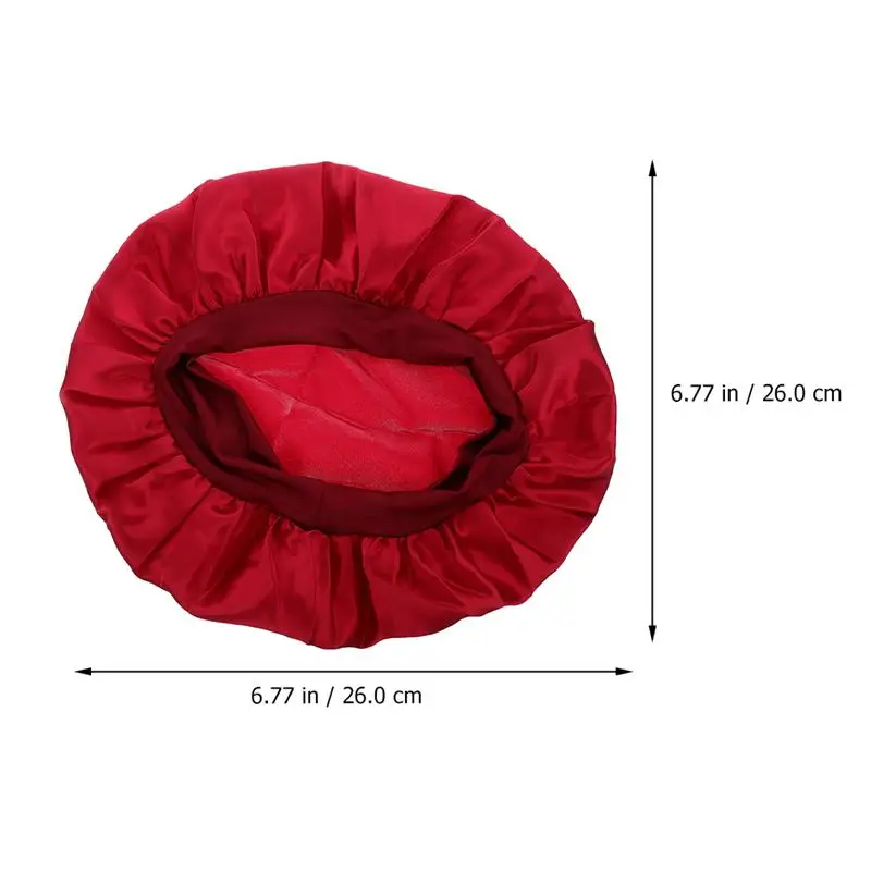 

5pcs Solid Color Sleeping Caps Satin Night Hair Care Bonnets Elastic Nightcap