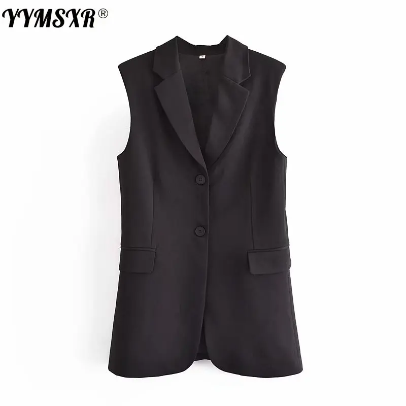 

Women's Vest Suit Black Fall 2021 New High-quality Slim Single-breasted Female Sleeveless Jacket Office Blazer High Quality