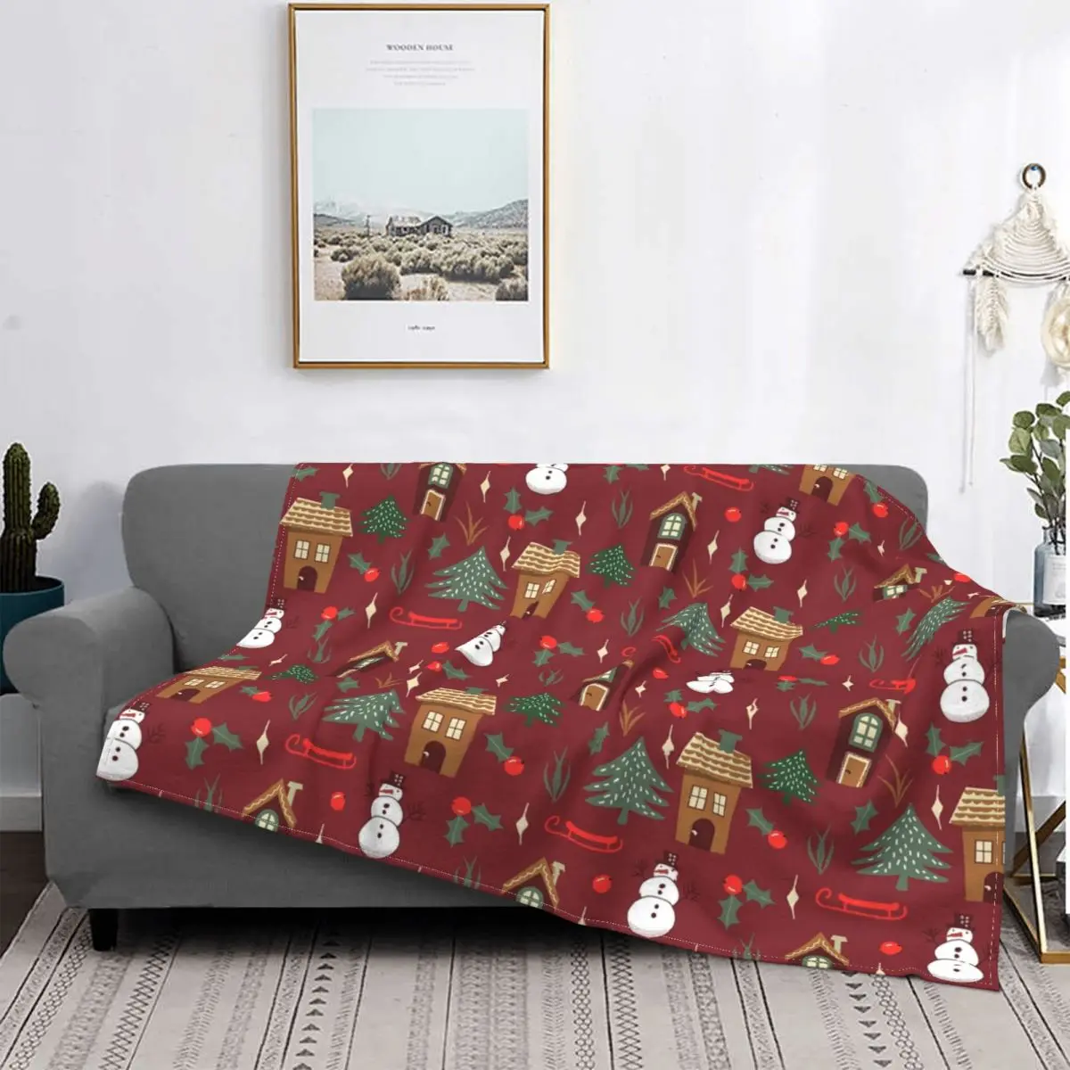 Рождественское одеяло s флисовое текстильное украшение мультяшный снеговик