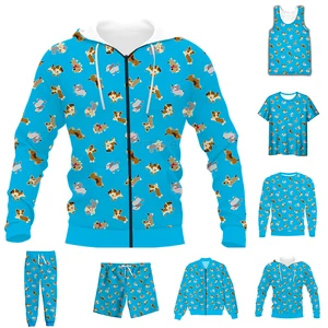 New Funny 3D Full Print Animal Dog T-shirt/Sweatshirt/Zip Hoodies/Thin Jacket/Pants Four Seasons Casual Suit V55