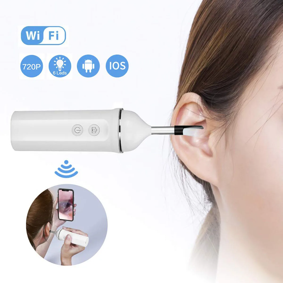 Цифровой ушной отоскоп с Wi Fi беспроводной Эндоскоп HD720P камера для осмотра ушей