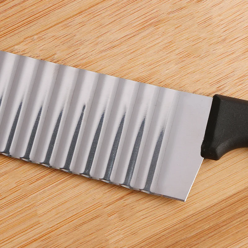 SHUOJI Slicing Knife Stainless Steel Potato Chips Cleaver Wave Cutting Blade Non-Stick Cooking Kitchen Accessories Tool | Дом и сад