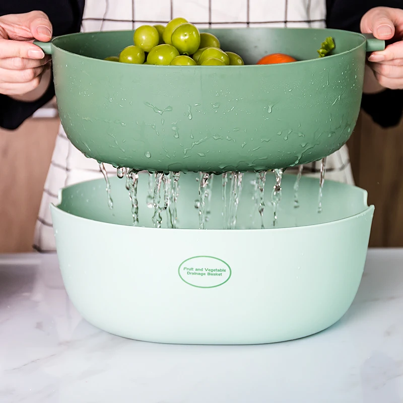 

Drain Kitchen Fruit Vegetable Washing Basket Stand Plastic Vegetable Washing Basket Delicate Fruitmand Kitchen Tools DF50FVC