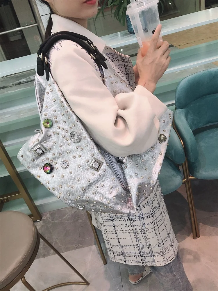 Роскошная большая сумка Стразы 2019 осень и зима новая модная дикая вместительная