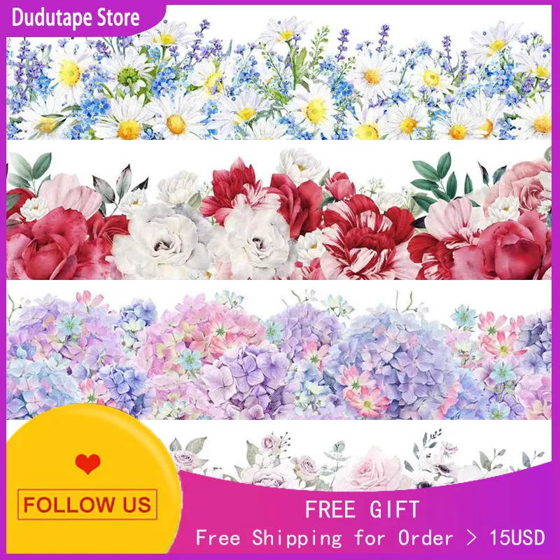 

1 Loop Washi PET Tape Feather White Journal Ocean Song Don't Forget Break Summer Love Flower