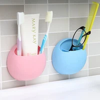 romantic round shape many holes toothbrush holder makeup mirror organizer rack tooth brush shelf shaving razor storage holder