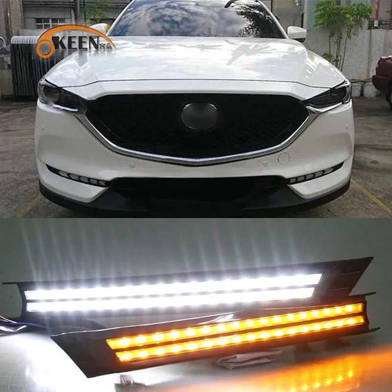 OKEEN светодиодный дневные ходовые огни для Mazada CX-5 CX-8 2017 2018 2019 Белый Синий DRL