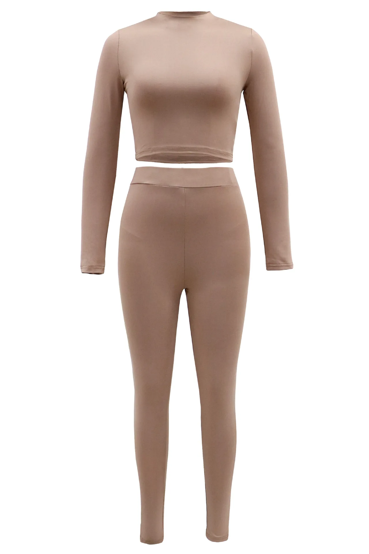 

Winter Women 2 Two Piece Set Sport Fitness Outfits Long Sleeve Crop Tops Tshirt Leggings Pants Set Black Bodycon Tracksuit