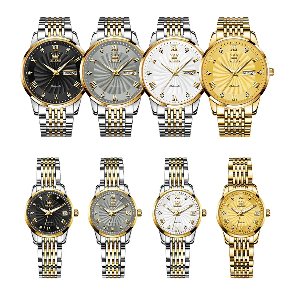 OLEVS Women Mechanical Watches Luxury Brand Business Design Automatic Watch for Women Gold Color Edge bracelet Orologio da donna enlarge