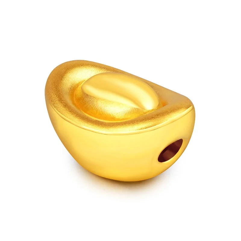 OMHXZJ CA315 Wholesale European Fashion Fine Party Birthday Wedding Gift Ingot Bracelet DIY Accessories 24KT Gold Pendant Charm | Украшения