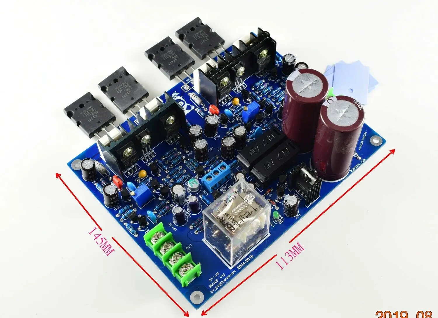 Плата усилителя MX100 Stereo TTA1943/TTC5200 комплект с блоком питания защита динамика |