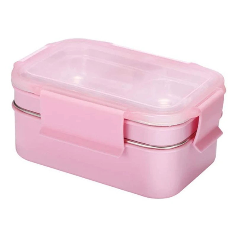 

304 Stainless Steel Stackable Compartment Lunch/Snack Box 2-Tier Bento/Food Container for Adults or Kids