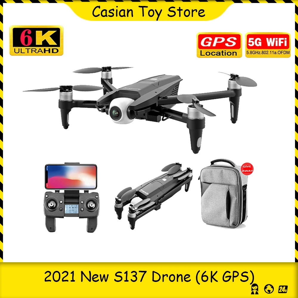 

2021 New S137 Drone 6K GPS HD Dual Camera 1500M Two Axis Gimbal Brushless TF Card 5G WiFi FPV Flight 25 Min Professional RC Dron
