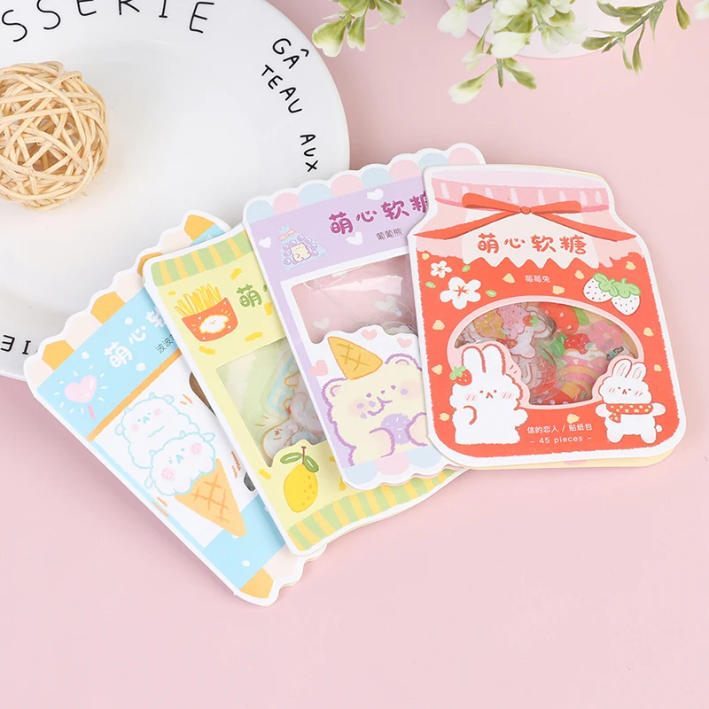 

45pcs cute heart gummy series cute animal hand account decoration stickers