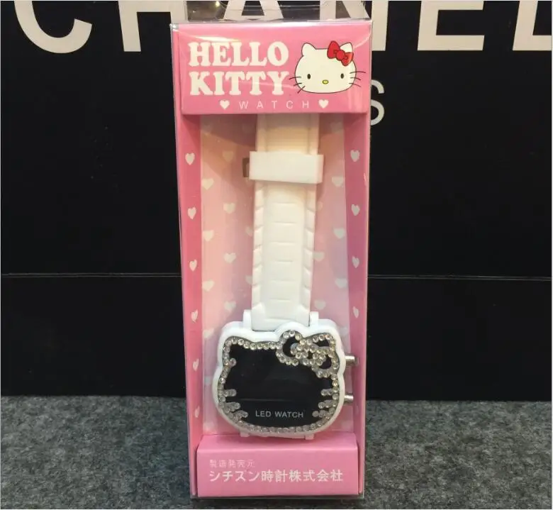 Слоновая кость Hello kitty часы Led с бриллиантами и девушки красивые модные блокбастер часы Прямая с фабрики - Цвет: Слоновая кость