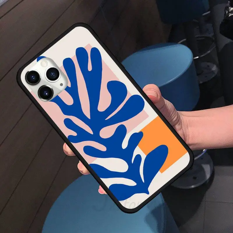 

Art Retro Abstract Geometry leaves Phone Case for iPhone 11 12 pro XS MAX 8 7 6 6S Plus X 5S SE 2020 XR Soft silicone Coque