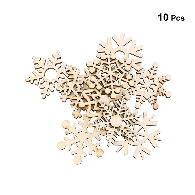 10 шт DIY рождественские Висячие украшения деревянные полые снежинки дизайн