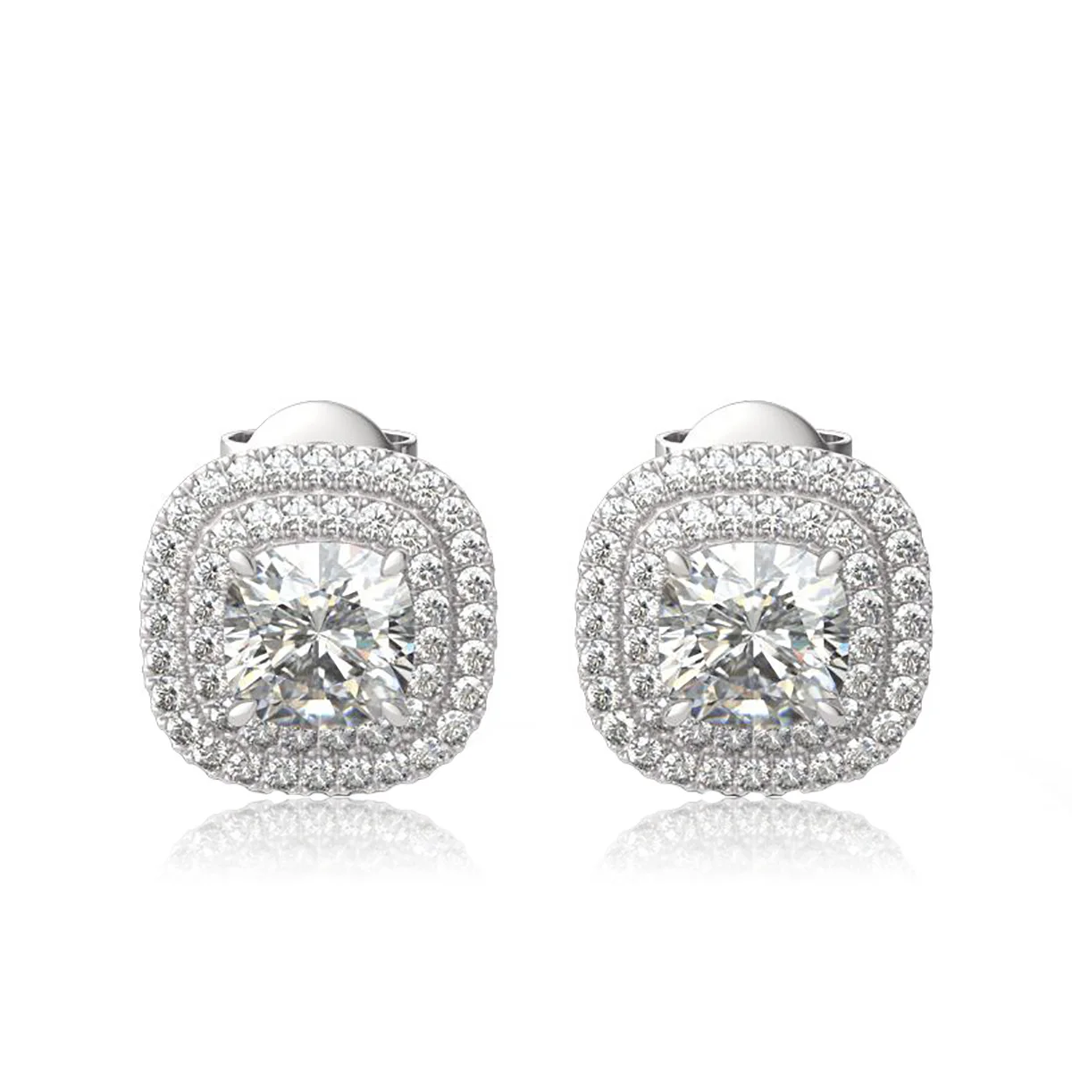 

Szjinao 1ct D Color Moissanite Stud Earring Silver 925 100% For Woman Cushion Cut Engagement Party Luxury Unusual Earrings 2022
