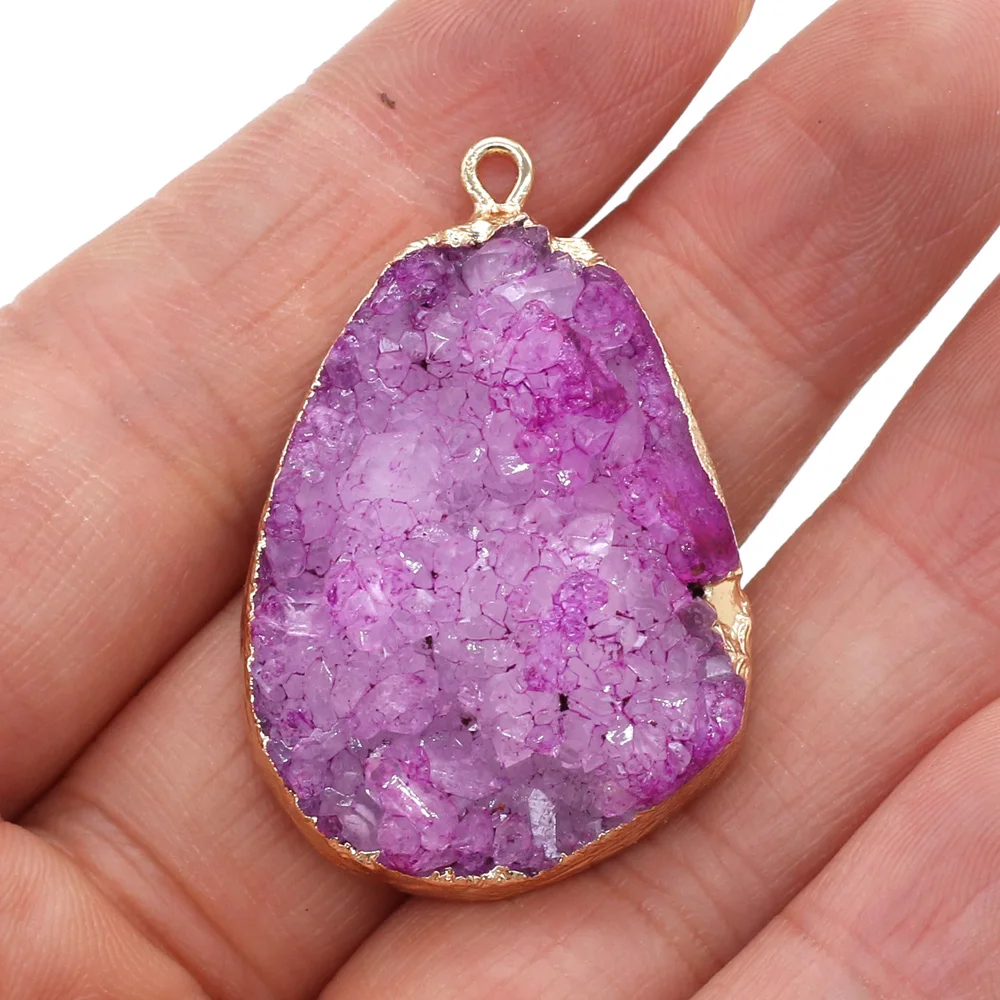 

5 Colors Available Gold plate Druzys Pendants High Quality for Fashion Jewelry Making DIY Necklace Earrings Accessories