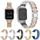 Ремешок для часов IWatch 5, 6, SE, 4, из нержавеющей стали, с бриллиантами, 44 мм, 40 мм, 42 мм, 38 мм
