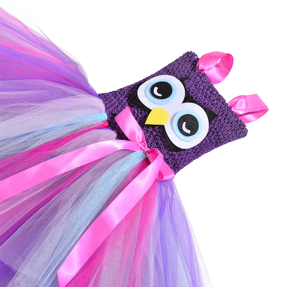 С милой совой юбка-пачка для девочек повязка на голову с декоративным бантом из