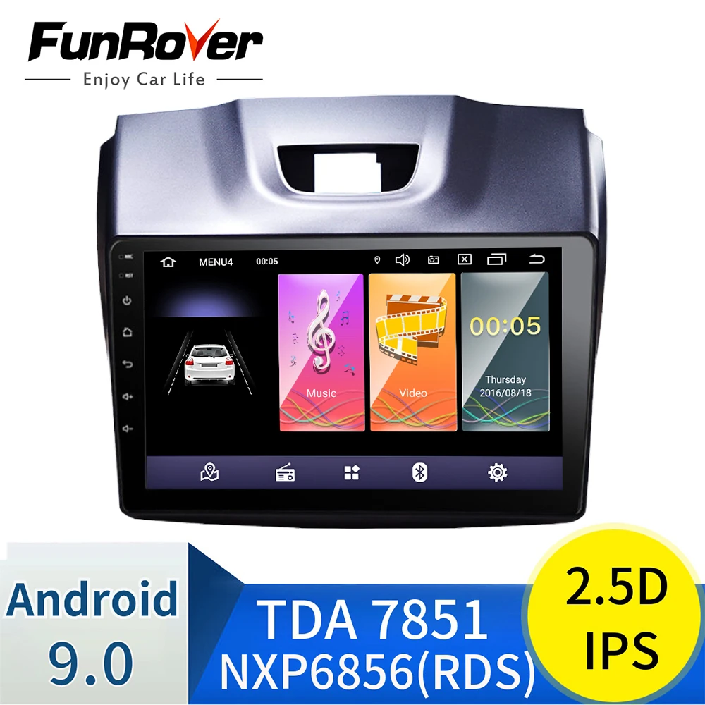 Funrover 2.5D+ ips 2din автомобильный Радио Мультимедийный dvd-плеер android 9,0 для Chevrolet Trailblazer Colorado S10 Isuzu D-max gps стерео