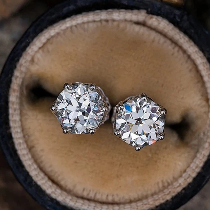Серьги женские из серебра 0 5 пробы серьги-гвоздики с муассанитом 100%-1 карат -