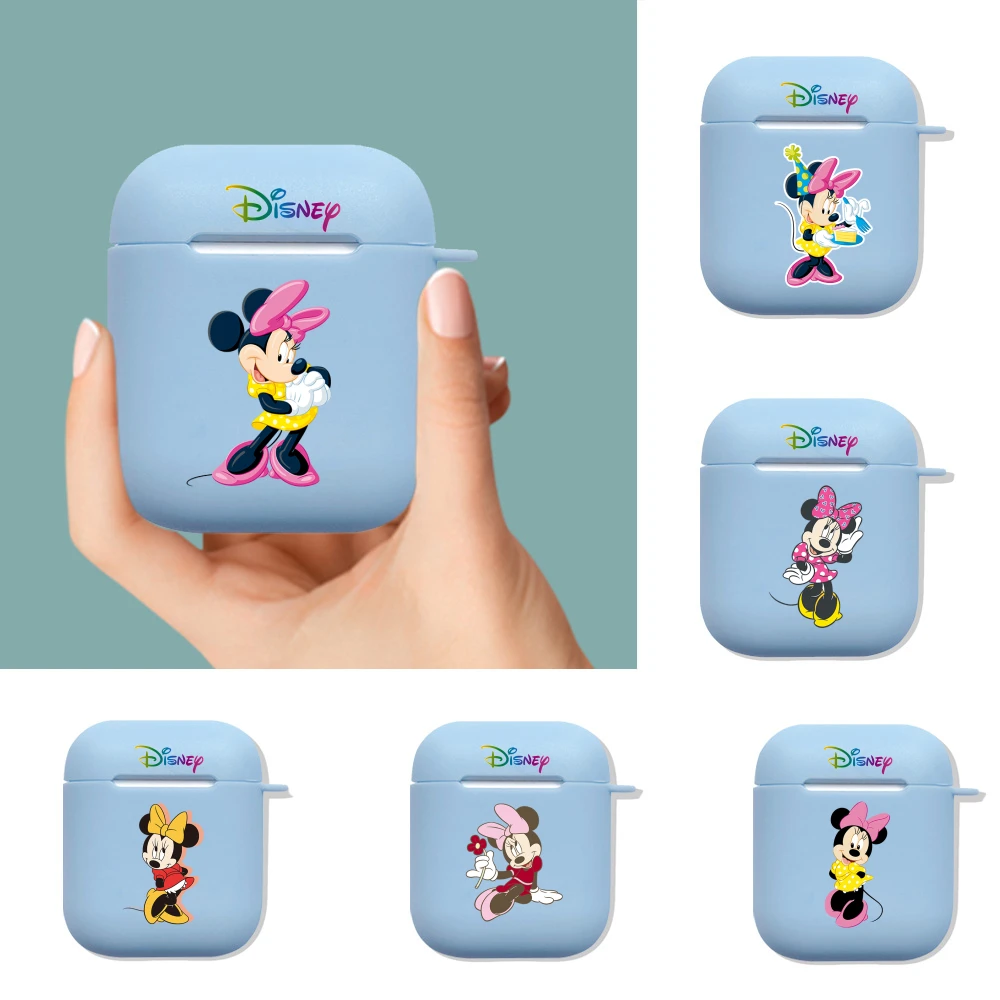 

AirPods 1 2 Blue Case Cute Disney Cartoon Cover for Wireless Earbuds funda airpods cover airpods disney minnie