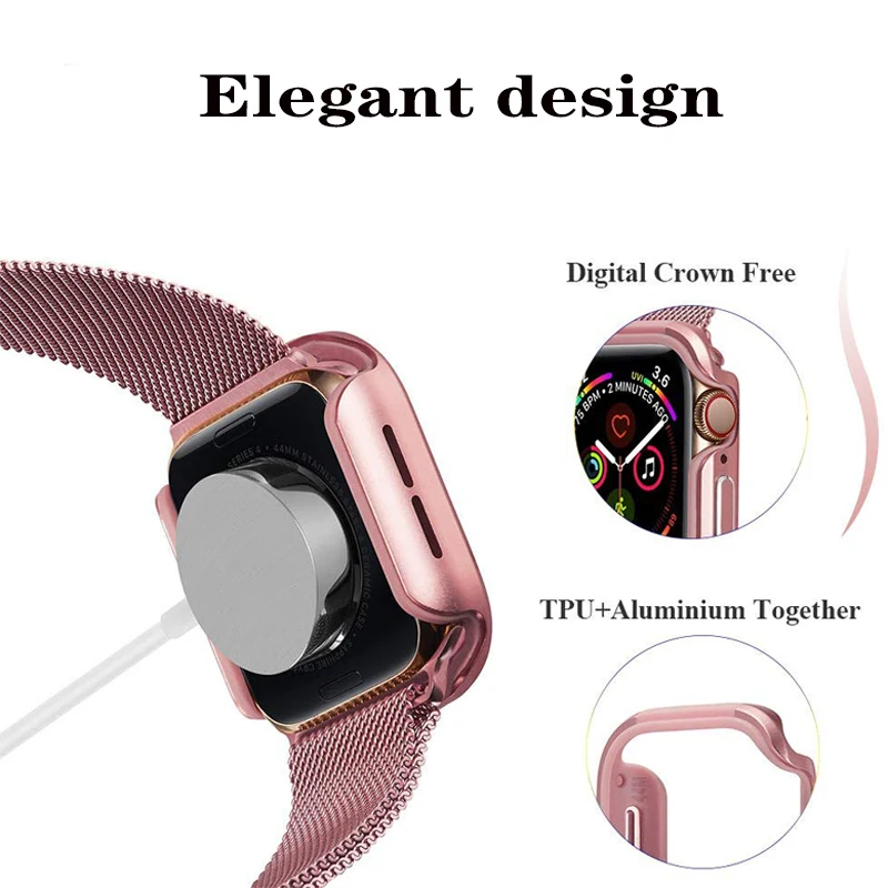 Чехол для часов совместимый с Apple Watch series 5 4 44/40 мм алюминиевый сплав + ТПУ защитный