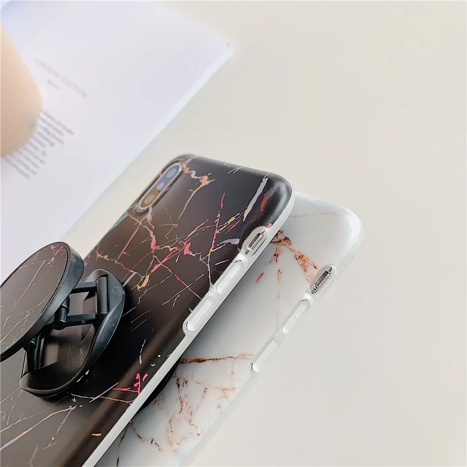 Классный мраморный чехол для телефона с держателем Apple iPhone Xr подставкой X Xs max 8 7 plus