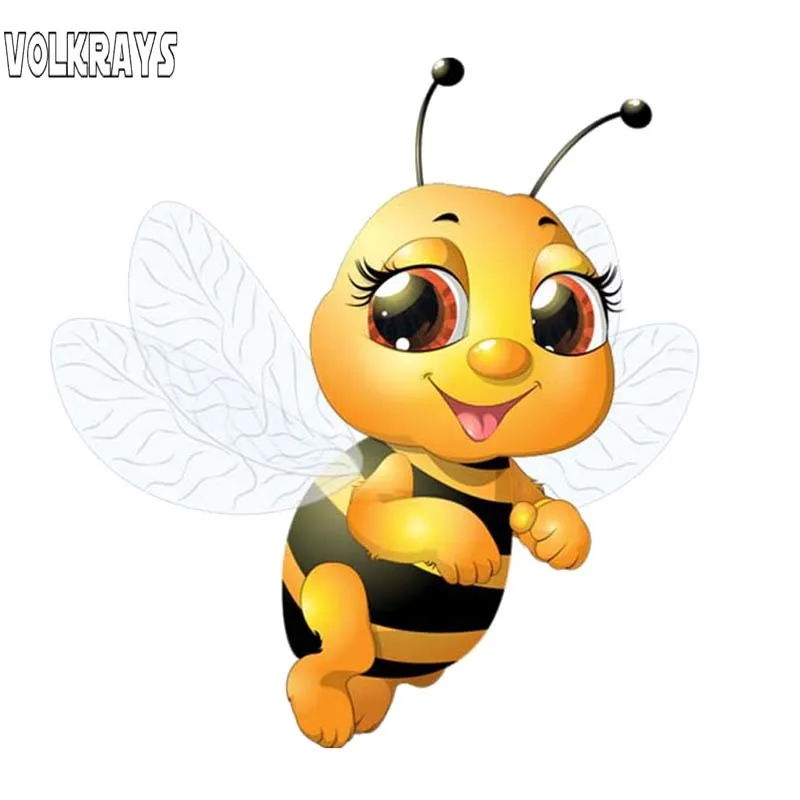 

Volkrays креативные автомобильные стикеры A Bee Flying In Air Аксессуары, отражающая водонепроницаемая крышка, царапины, ПВХ наклейка, 13 см * 12 см