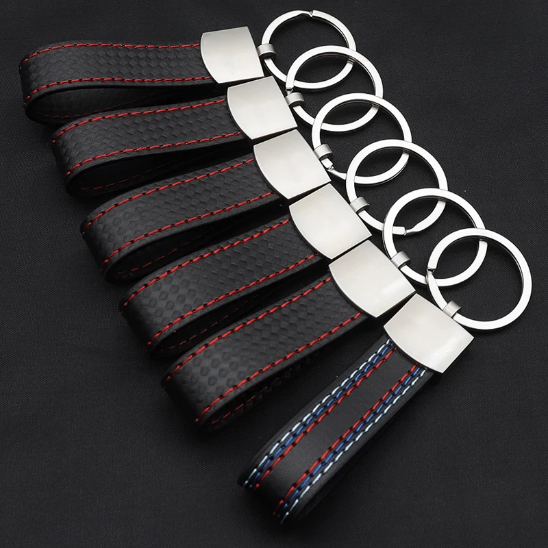Автомобильный брелок из искусственной кожи с 3D металлическим узором углеродного