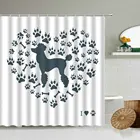 Занавеска для душа с рисунком мультяшных забавных животных, собак, кошек, лошадей, следов, сердец, белый фон для детской комнаты, водонепроницаемый экран