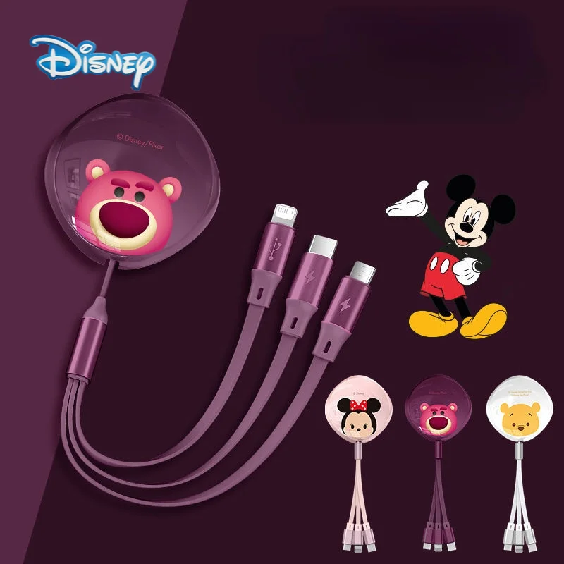 

Disney 3in1 Data USB Cable Fast Charger Charging Cable For iPhone Android Huawei Xiaomi Universal Cartoon Cute Phone Data Lines
