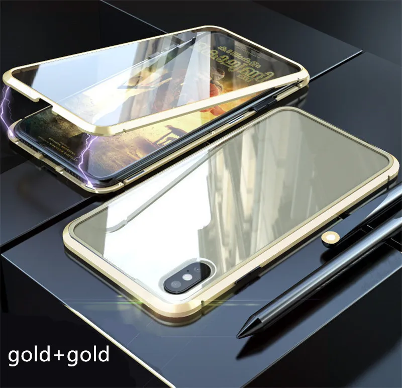 Металлический магнитный адсорбционный чехол для IPhone XS MAX X XR 8 7 Plus 6 6s