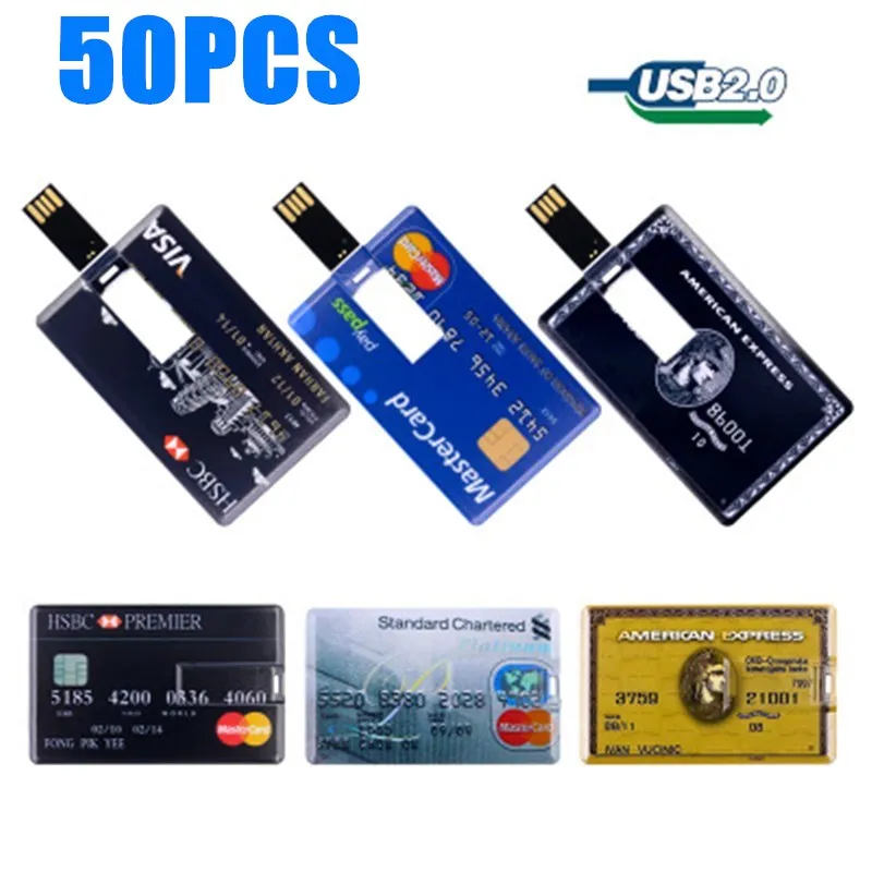 USB-флеш-накопитель в виде Кредитной Карты объемом 4 ГБ 8 16 32 64 128 USB 2 0 3 Подарочный