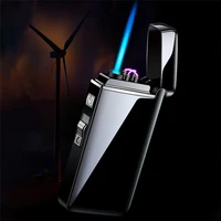 usb electronic lighter inflatable charging integrated windproof metal lighter double arc straight flame men gift smoking tool