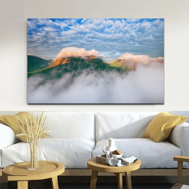 Пейзаж постер гора и облако настенная Картина на холсте постеры принты картина