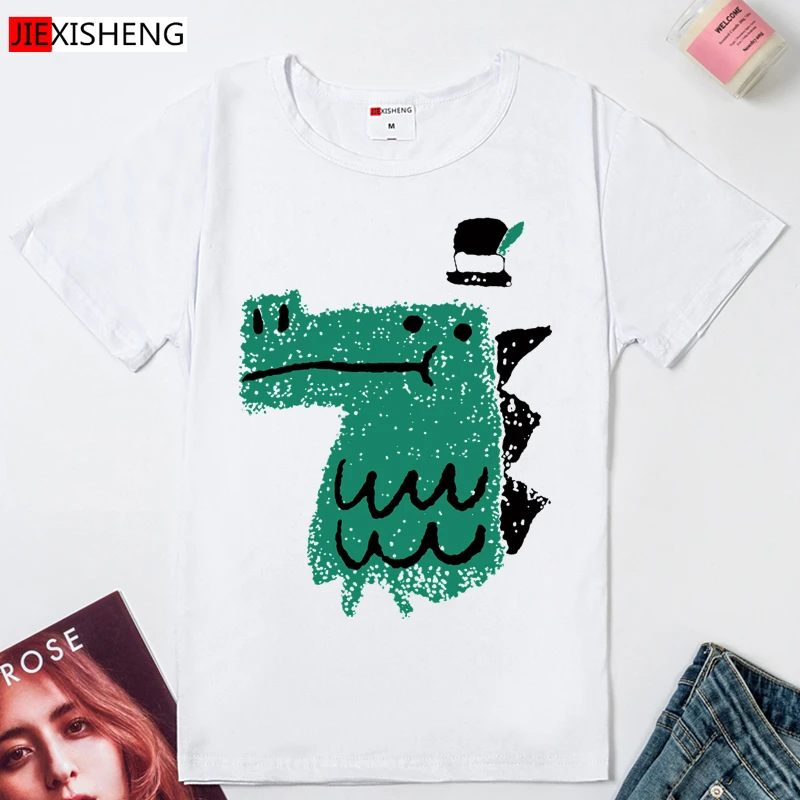 2020 летняя футболка для девочек Забавный мультяшный принт размера плюс с коротким