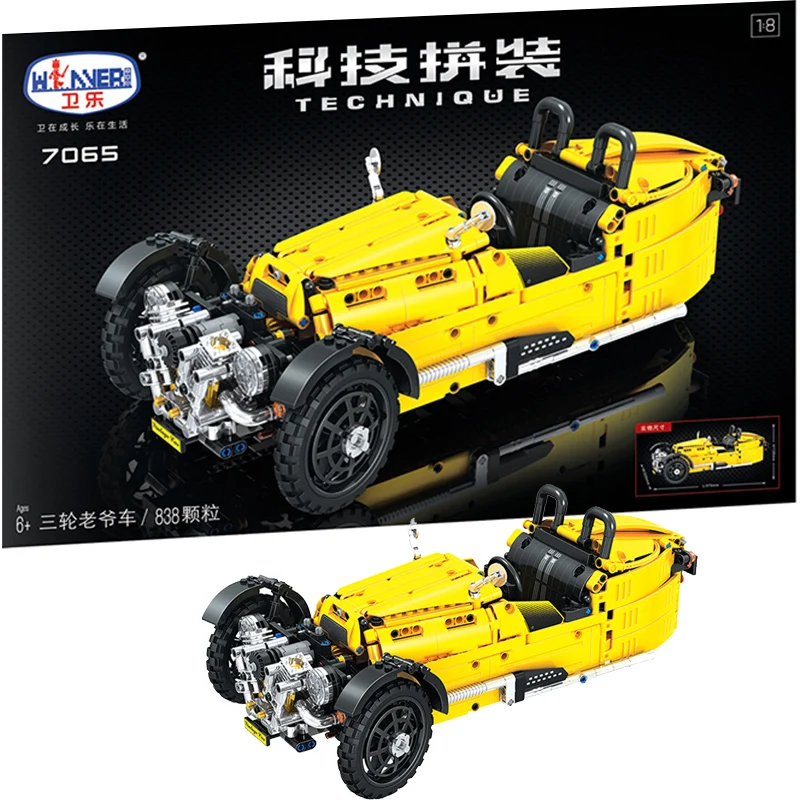 

MOC City Creator Three-wheeled classic car 838pcs High-tech Model Building Blocks Bricks enlighten Toys For boys Christmas Gifts