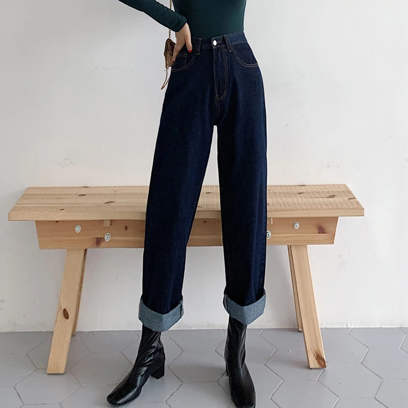 Женские джинсы в стиле High Street широкие брюки свободные джинсовые 2019|Широкие