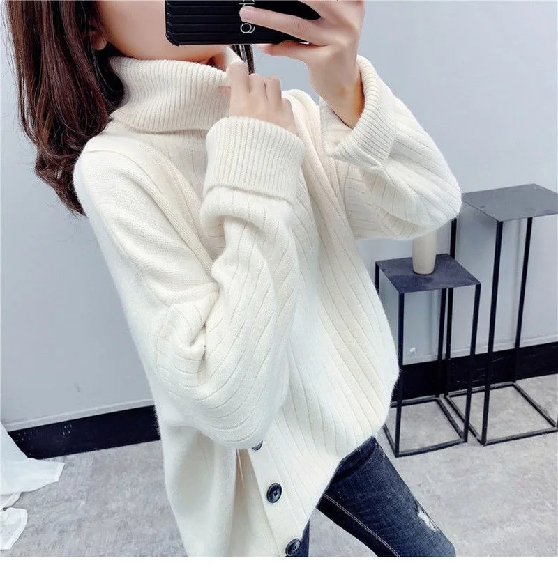 Вязаный женский Однотонный свитер в стиле Харадзюку осенне-зимние корейские