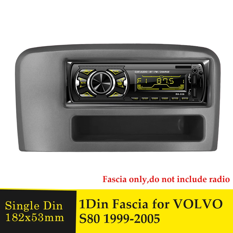 

1DIN Car Dash Radio Fascia for Volvo S80 1999-2005 Autostereo Adapter Dashboard Trim Panel Plate Fascia Frame In Dash Mount Kit