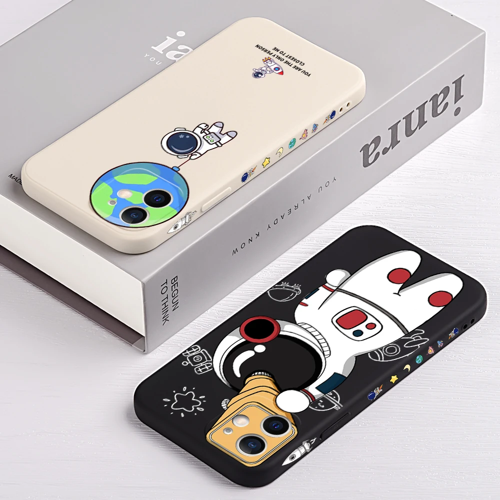 Space Astronaut Telescope Phone Case For iPhone 13 12 11 Pro Max Mini XS X XR 7 8 6 6s Plus Luxury Liquid Silicone Covers | Мобильные