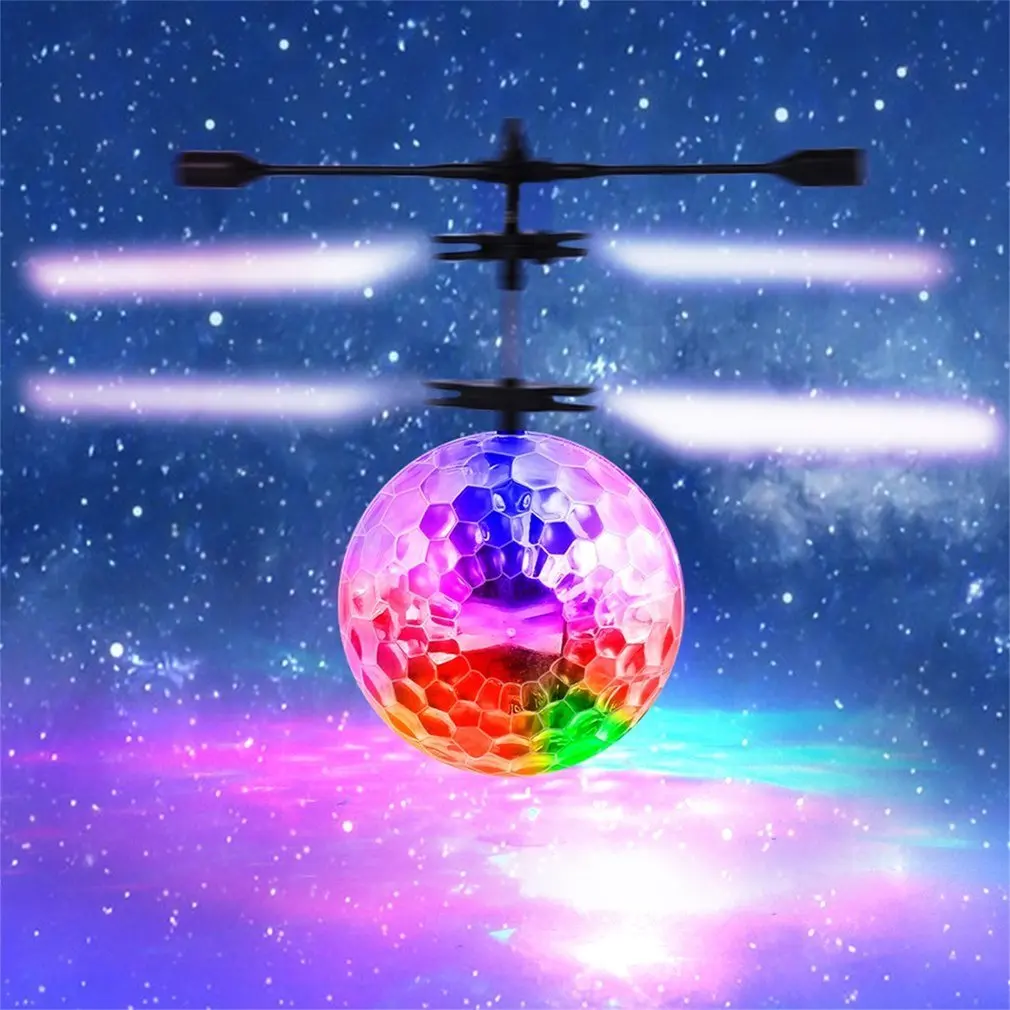 OCDAY Flying Luminous Balls Magic Sensing Crystal Aircraft Light-up Toys Gift for Children LED Glowing Flight Mini Helicopter