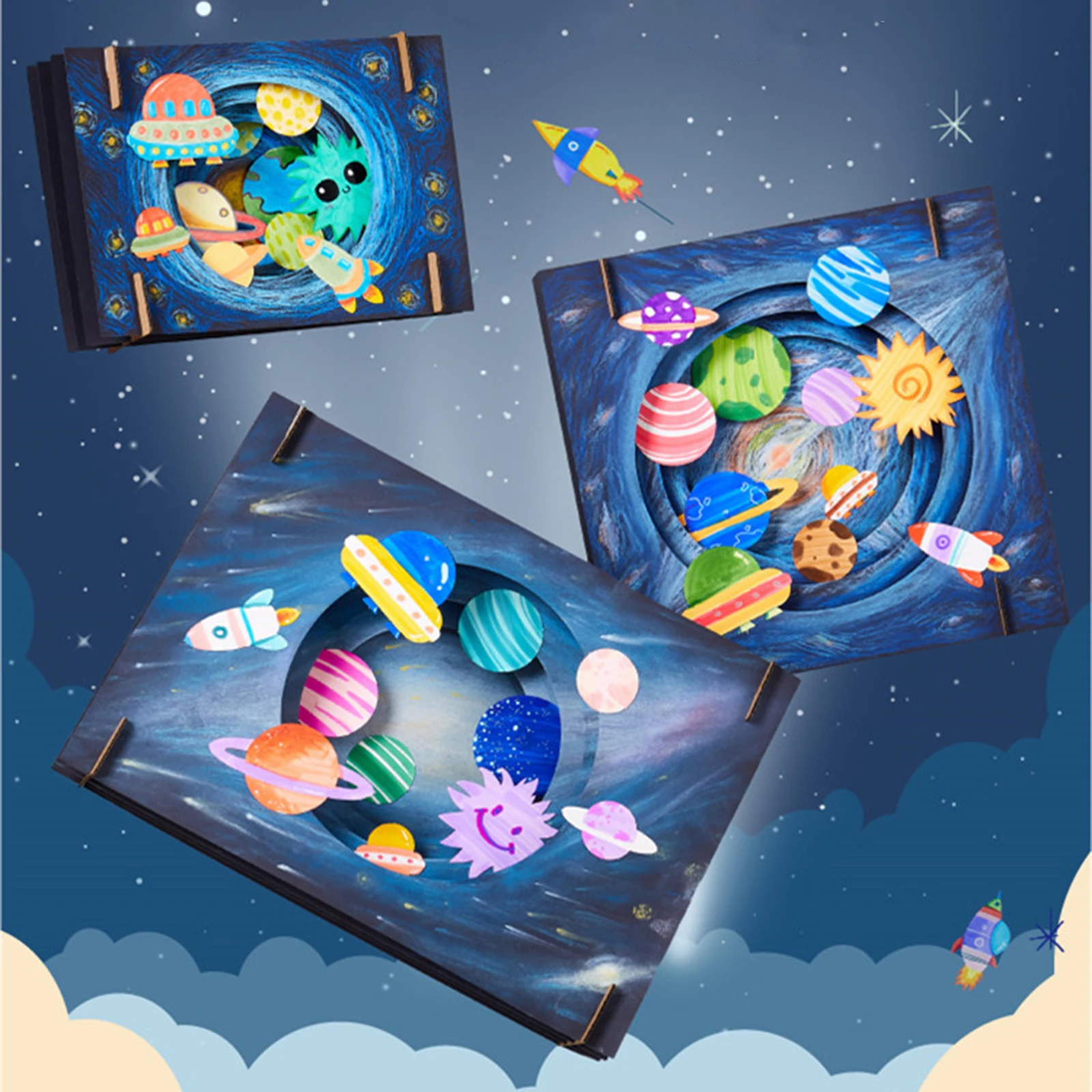 3D Coloring Handmade Craft Kits for Kids Space and Sea Theme Assemble Art Painting Accessories-Interactive Educational Toys | Игрушки и