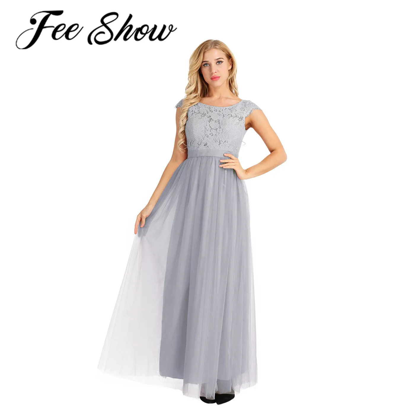 Платье Feeshow женское Шифоновое без рукавов Элегантное Длинное Вечернее бальное