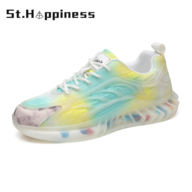

2021 Summer New Men's Trendy Lace-Up Sneakers Lightweight Breathable Casual Shoes Fashion Outdoor Leather Running Shoes Big Size