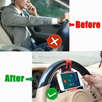 universal car steering wheel mobile phone stand mount clip buckle socket holder hands free for iphone samsung xiaomi gps stands